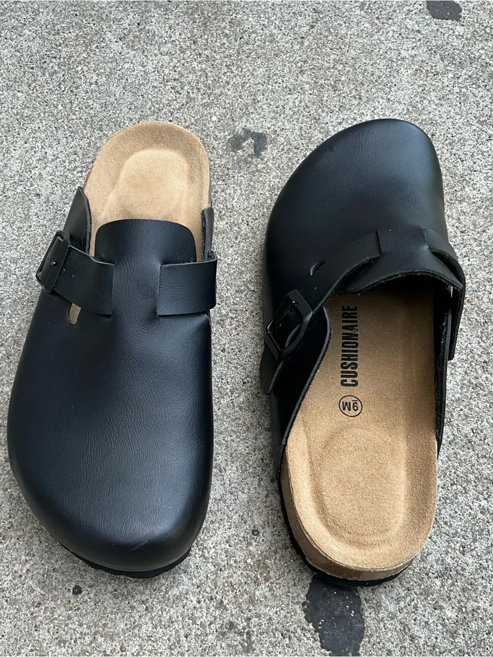 Men's Black Cushioned Slip-On Clog with Adjustable Buckle